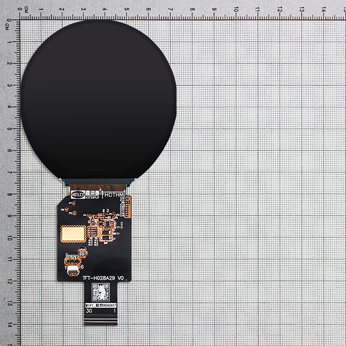2.8-inch MIPI DSI Round TFT LCD Display AXS15260D Controller